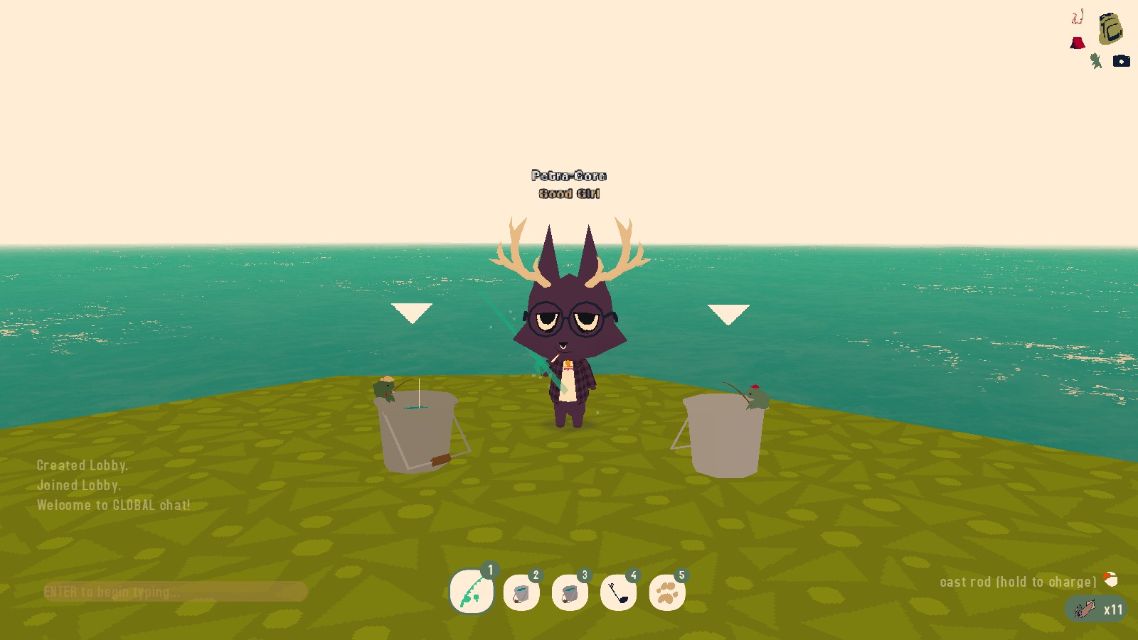 Screenshot of Petra's character from the game Webfishing